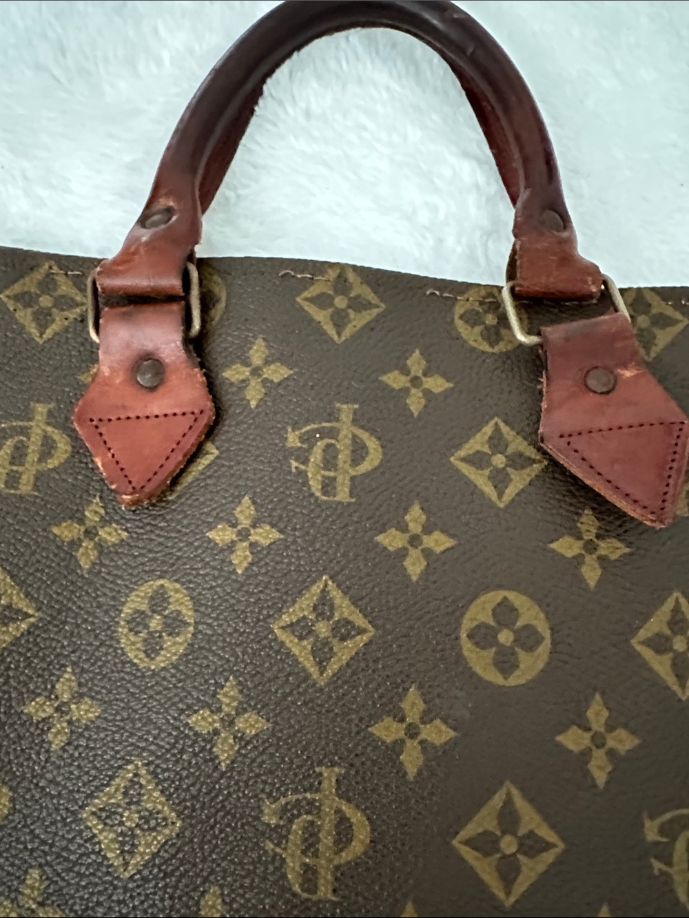 Monogram Pattern Canvas Tote Bag - Brown - Picture 3 of 8